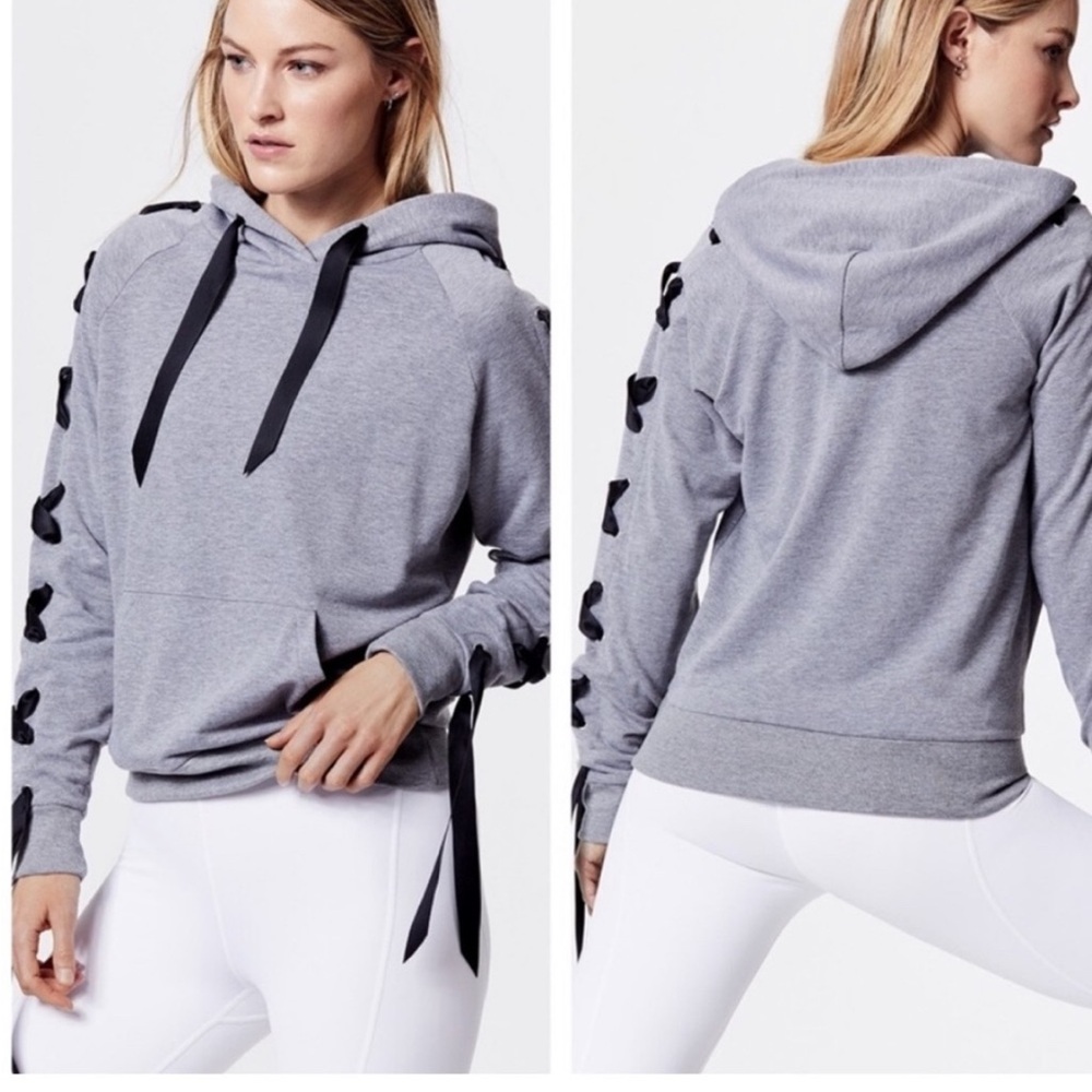 Carbon38 Gray Long Sleeve Tie Front Hoodie
